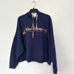 Walt Disney 50th Anniversary Blue Castle Crop Hoodie XXL Like New